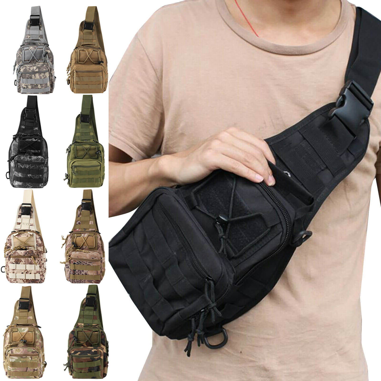 Outdoor Tactical Chest Bag Military Molle Backpack Crossbody