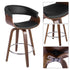 Swivel Bar Stool with PU Leather Upholstered Back Bentwood