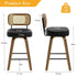 26" Swivel Counter Height Bar Stools Upholstered PU Leather Rattan