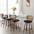 26" Swivel Counter Height Bar Stools Upholstered PU Leather Rattan