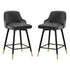 Velvet Upholstered Swivel Bar Stool Set of 2, 26"