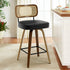 26" Swivel Counter Height Bar Stools Upholstered PU Leather Rattan