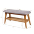 Bamboo Entryway Shoe Bench Linen Upholstered Shoe Rack