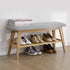 Bamboo Entryway Shoe Bench Linen Upholstered Shoe Rack