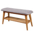 Bamboo Entryway Shoe Bench Linen Upholstered Shoe Rack