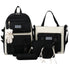 5Pcs Canvas School Backpack Set Student Bag