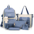 5Pcs Canvas School Backpack Set Student Bag