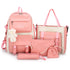 5Pcs Canvas School Backpack Set Student Bag