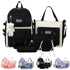 5Pcs Canvas School Backpack Set Student Bag