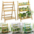 3-Tier Bamboo Plant Stand Folding Flower Pot Display Storage Rack - millionsource