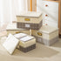 Lidded Storage Bins Cotton Linen Foldable Washable Basket, 2PCS