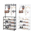 3 in 1 Coat Rack 4-Tier Shoe Shelf 16 Hooks Free Standing Hall Tree