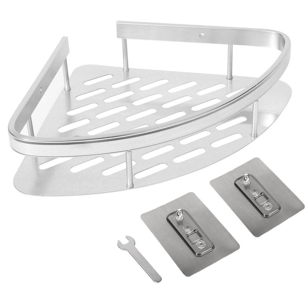 White Bathroom No Drilling Corner Shower Shelves