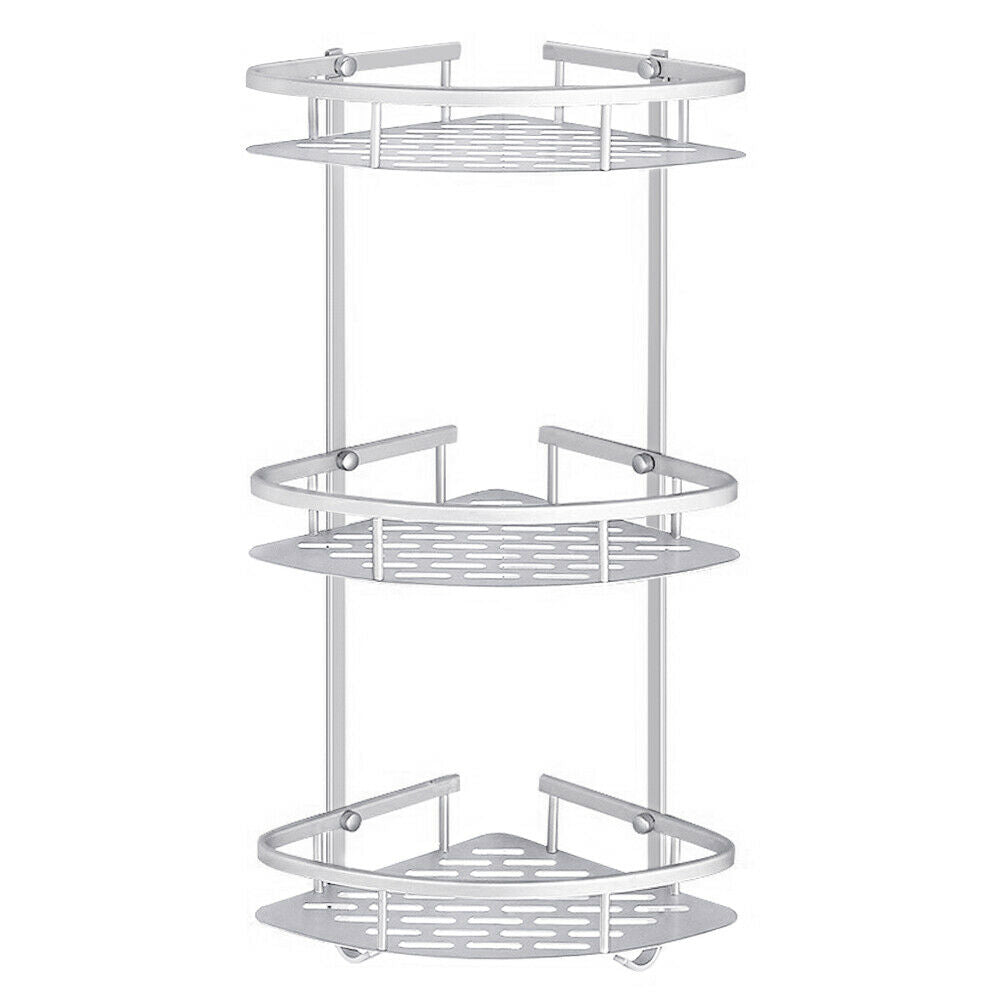 Juvale Wall Mounted 2 Tier Storage Organizer Shelf for Bathroom & Kitchen,  Chrome Metal Shower Caddy with Towel Rack