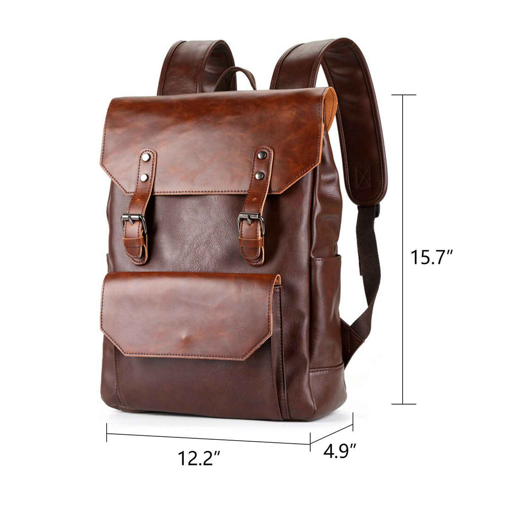 Coffee Vintage Faux Leather Backpack