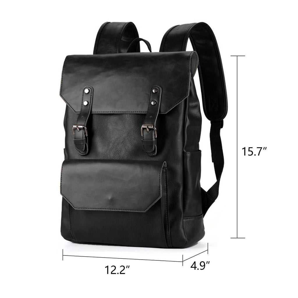 Black Vintage Faux Leather Backpack