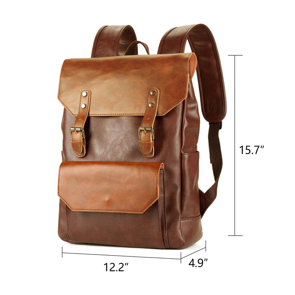 Brown Vintage Faux Leather Backpack