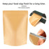 50Pcs Kraft Stand Up Bag Reusable Sealing Food Storage Pouch