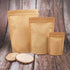 50Pcs Kraft Stand Up Bag Reusable Sealing Food Storage Pouch